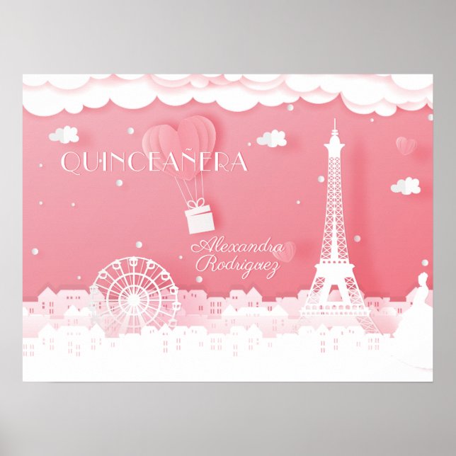 Rosa Papper Paris Quinceañera Poster (Framsidan)