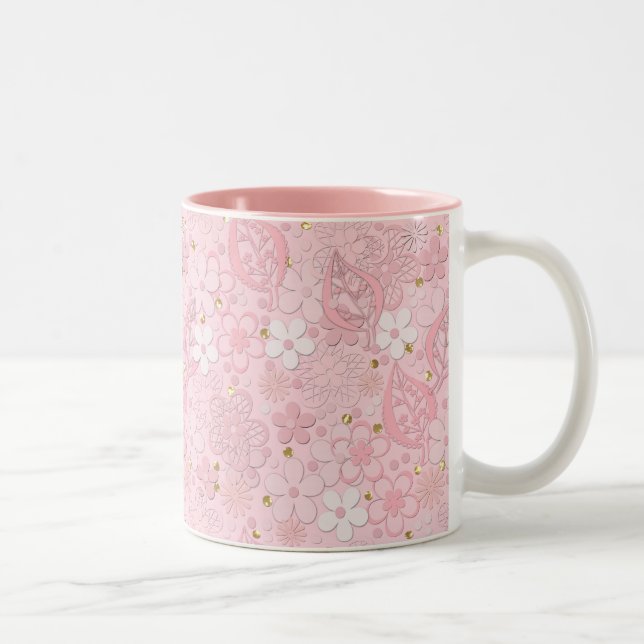 Rosa pappersblommor Två-Tonad mugg (Höger)