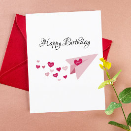 Rosa Pappert flygplan,Romantiskt,Boyvän Birthday Helg Vykort