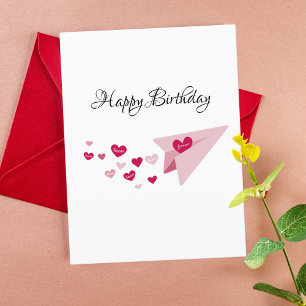 Rosa Pappert flygplan,Romantiskt,Boyvän Birthday Helg Vykort