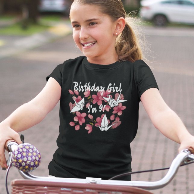 Rosa Pappra Blommarna Crane Origami Cherry T Shirt (Skapare uppladdad)