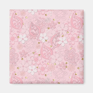 Rosa pappra blommor magnet