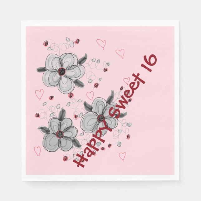 Rosa Papprare Party Napkins Pappersservett (Framsidan)