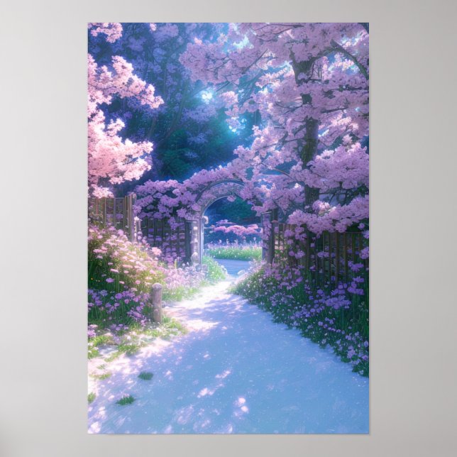 Rosa Paradise, Cherry Blommar Garden Poster (Framsidan)