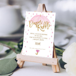 Rosa Paraplla Baby Shower Diaper Raffle Card Tilläggskort