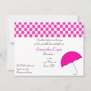 Rosa Paraplla Sprinkle Baby Shower-inbjudan Inbjudningar