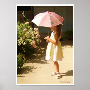 Rosa paraplyflickaaffisch poster