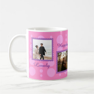 Rosa parbild med egen text kaffe M Kaffemugg