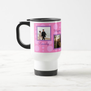 Rosa parbildsdesign med anpassad text kaffe M Resemugg