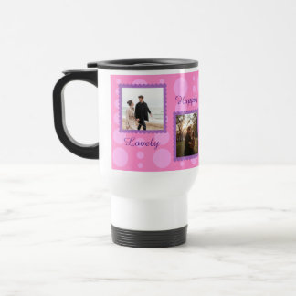 Rosa parbildsdesign med anpassad text kaffe M Resemugg