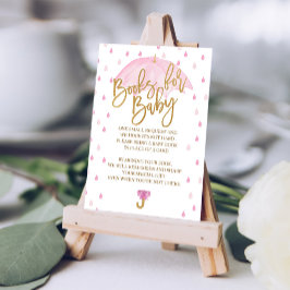 Rosa Parbrella Baby Shower Bokar för Baby-kort Tilläggskort