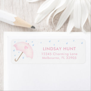 Rosa Parbrella Baby Shower Return-adressetikett Returadress Etikett