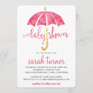 Rosa Parbrella Girl Baby Shower-inbjudningar Inbjudningar