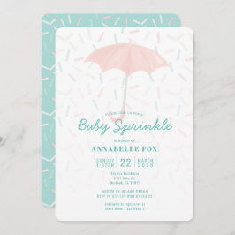 Rosa Parbrella Mint Baby Sprinkle Shower-inbjudan Inbjudningar