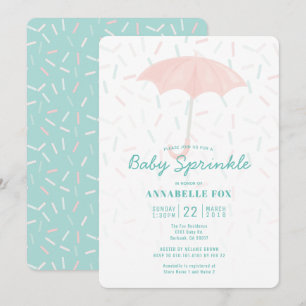 Rosa Parbrella Mint Baby Sprinkle Shower-inbjudan Inbjudningar