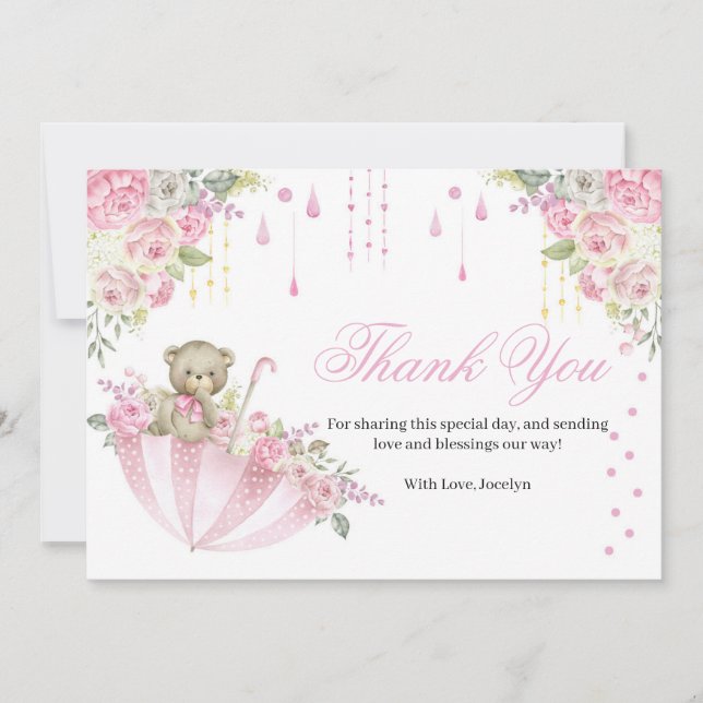 Rosa Parbrella Nalle Baby Sprinkle Tack C (Framsida)