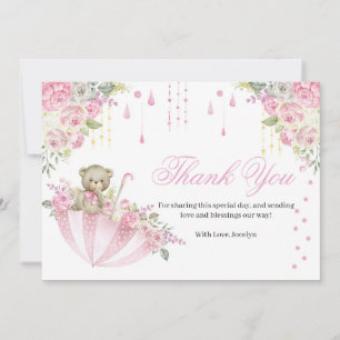 Rosa Parbrella Nalle Baby Sprinkle Tack C Kort