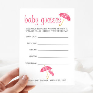 Rosa Parbrellas Baby Shower Guessing Game