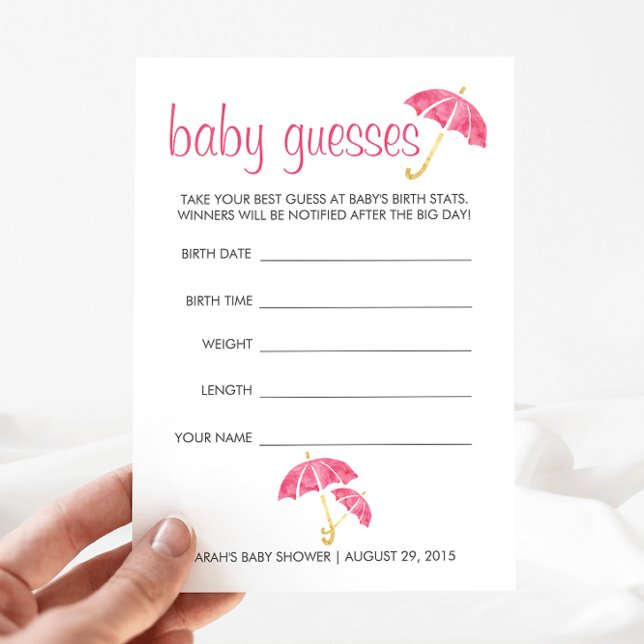 Rosa Parbrellas Baby Shower Guessing Game (Skapare uppladdad)