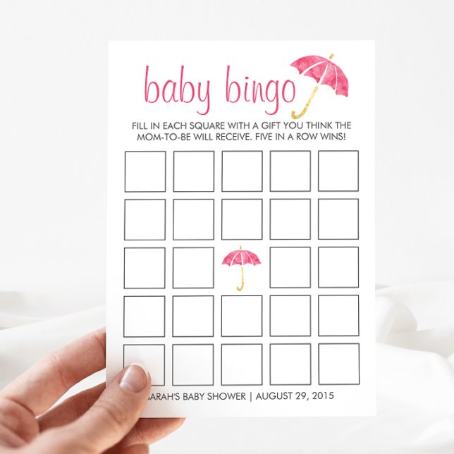 Rosa Parbrellas babyskor Bingo Card-spel (Skapare uppladdad)