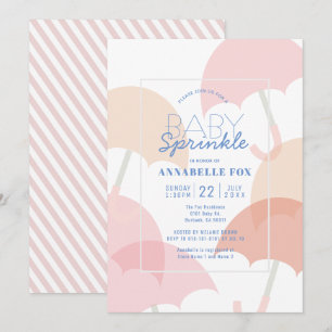 Rosa Parbrellas Girl Baby Sprinkle Shower Inbjudningar