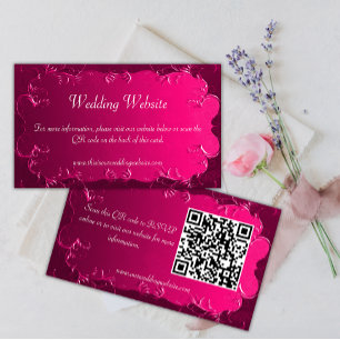 Rosa Parchment Scrolls Vintage QR Bröllop-kort Tilläggskort