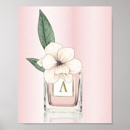 Rosa Parfym Flaska Blommigt Magnolia Monogram Poster