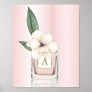 Rosa Parfym Flaska Blommigt Magnolia Monogram Poster