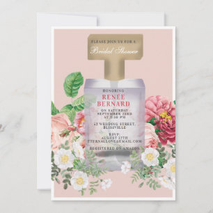 Rosa Parfym Flaska Blommigt Möhippa Inbjudningar