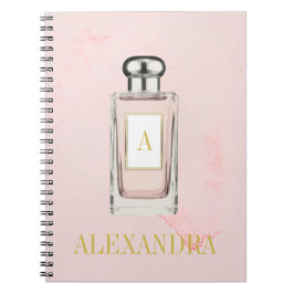 Rosa Parfym Flaska Chic Monogram Personal Anteckningsbok