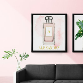 Rosa Parfym Flaska Chic Monogram Personal Poster