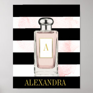 Rosa Parfym Flaska Svarta Rand-Chicen, Monogram Poster