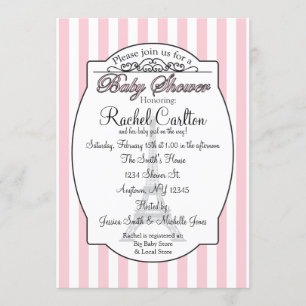 Rosa Paris baby showerinbjudan Inbjudningar