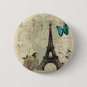 rosa Paris Eiffel för beige damastast fjäril tor Knapp