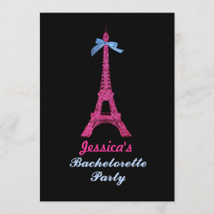 Rosa Paris Eiffel Torn Bachelorette Party inbjudan