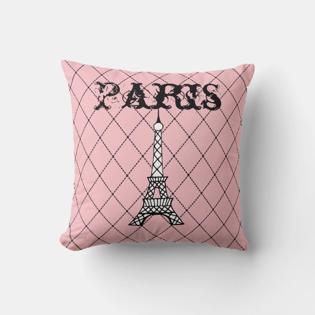 Rosa Paris Eiffel Torn Bedroom Dekorativ kudde (Framsida)