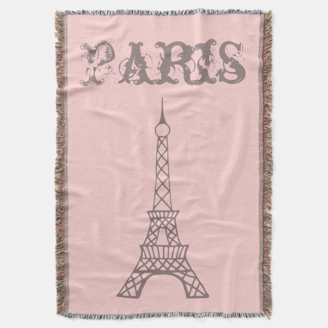 Rosa Paris Eiffel Torn Bedroom Throw Blanket Gift Mysfilt (Framsidan Vertikal)