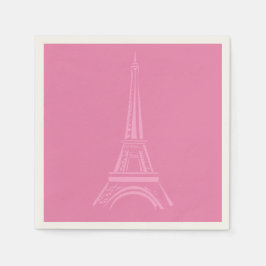 Rosa Paris Eiffel Torn Pappra Napkins Pappersservett