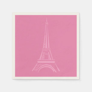Rosa Paris Eiffel Torn Pappra Napkins Pappersservett