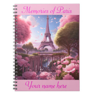 Rosa Paris Eiffel Torn Spiral Fotbok - bärbar dato Anteckningsbok