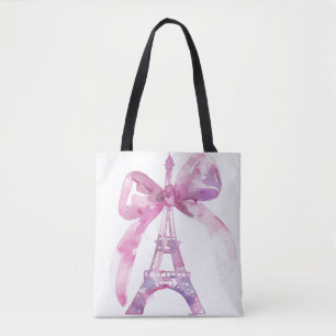 Rosa Paris Eiffel Torn Tote Tygkasse