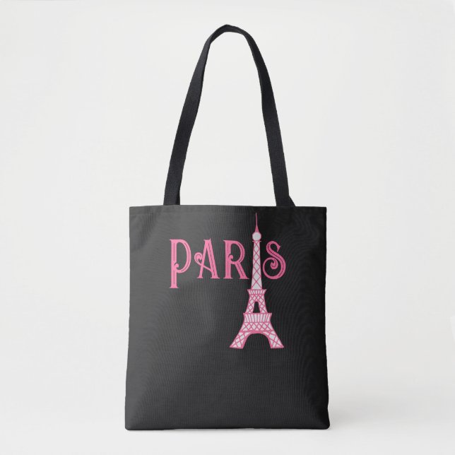 Rosa Paris Eiffeltorn Totebag Tygkasse (Framsida)