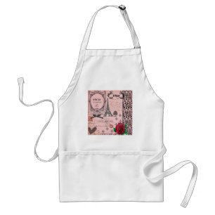 Rosa Paris för vintage Collage Förkläde