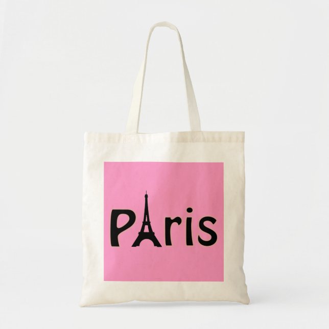 Rosa Paris, Frankrike - Eiffeltornet Totebag Tygkasse (Framsidan)