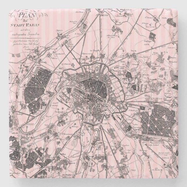 Rosa Paris Karta Stenunderlägg (Framsidan)