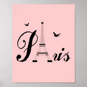 Rosa Paris Modern Art Poster Skriv ut