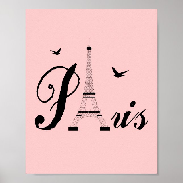 Rosa Paris Modern Art Poster Skriv ut (Framsidan)
