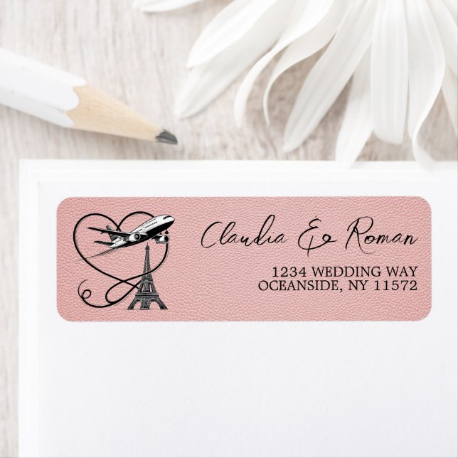 Rosa Paris-pass Returadress Etikett (Insitu)