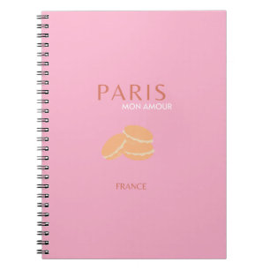 Rosa Paris Resa Konst Retro Konst Preppy Konst Dek Anteckningsbok