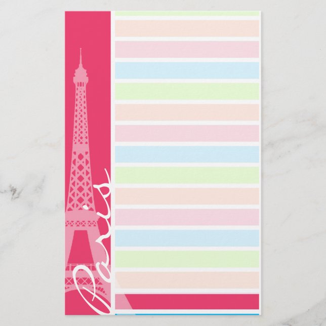 Rosa Paris, Retro Neon Rainbow Brevpapper (Framsida)
